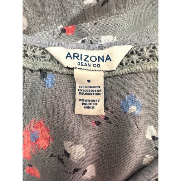 Arizona Jean Company Bell Sleeve Gray Floral All Rayon Crop Top Blouse Size S - Picture 5 of 9